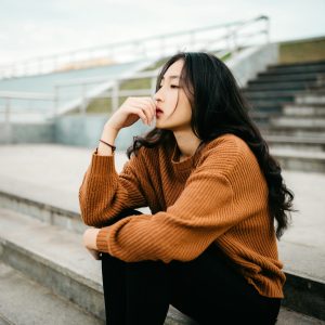 Woman deep in thought
