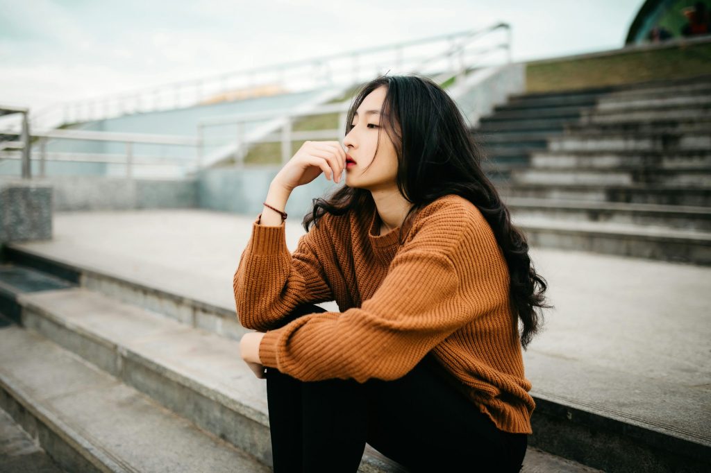 Woman deep in thought